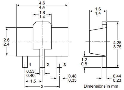 Mechanical Drawing - Nexperia PBSS5350X PNP Bipolar Transistor